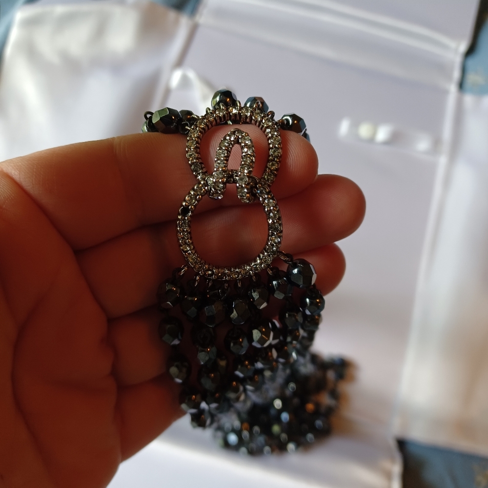 Beautiful Mukti Strand Black Rhinestone Necklace